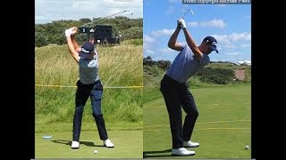 Justin Thomas golf swing  Long Iron faceon amp downtheline July 2017 [upl. by Kimberlee]