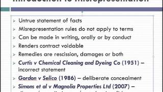 Misrepresentation Lecture 1 of 4 [upl. by Nancey]